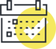 A yellow calendar icon with two appointments highlighted.